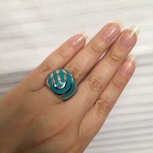 Aqua enamel stainless steel ring